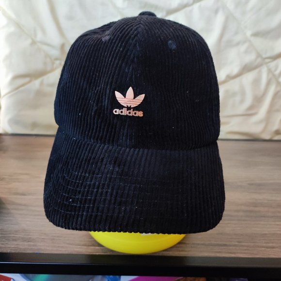Adidas Money corduroy cap / hat gold steel badge black women's - Picture 1 of 13